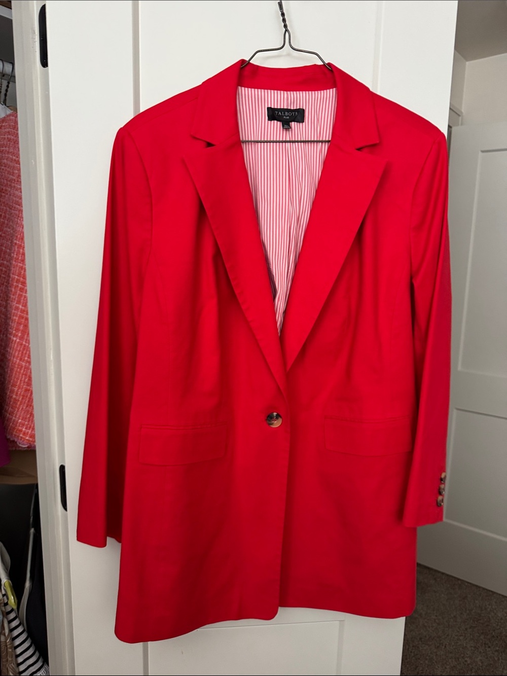 Talbots Vibrant Red Boyfriend Single-Button Blazer